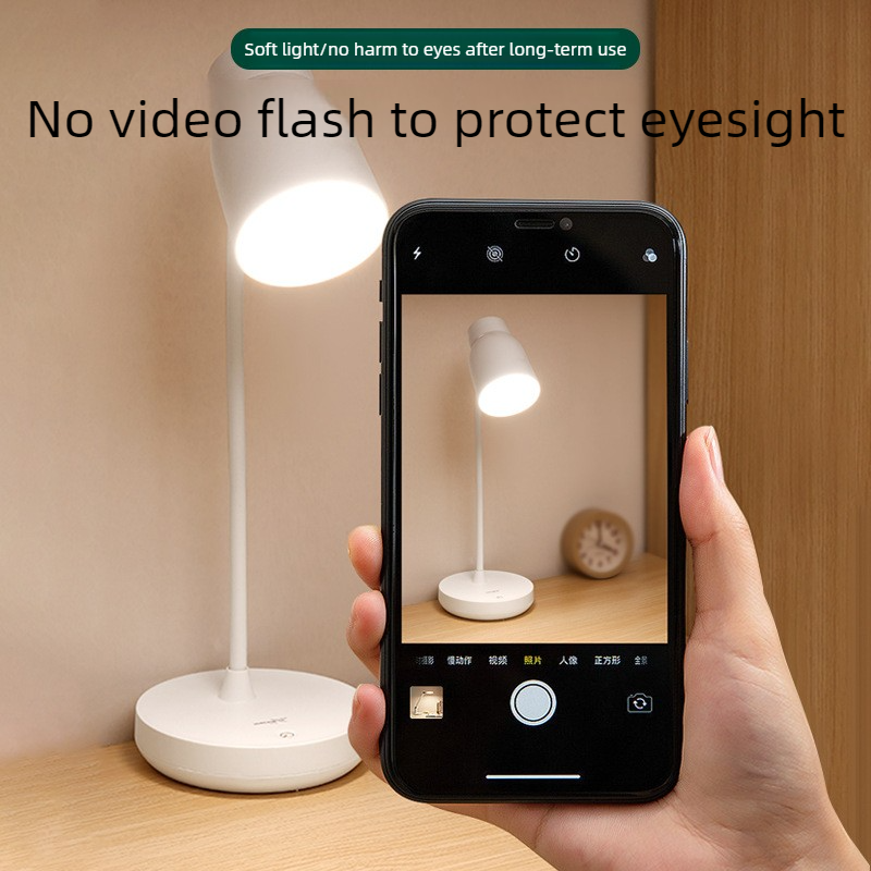 White Dimmable LED Night Light, Flicker-Free and Blue Light-Free, Cordless and Plug-in Dual-Purpose Desk Lamp