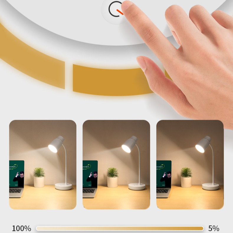 White Dimmable LED Night Light, Flicker-Free and Blue Light-Free, Cordless and Plug-in Dual-Purpose Desk Lamp
