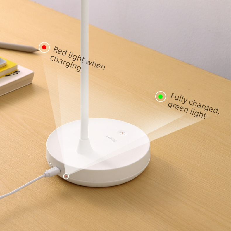 White Dimmable LED Night Light, Flicker-Free and Blue Light-Free, Cordless and Plug-in Dual-Purpose Desk Lamp