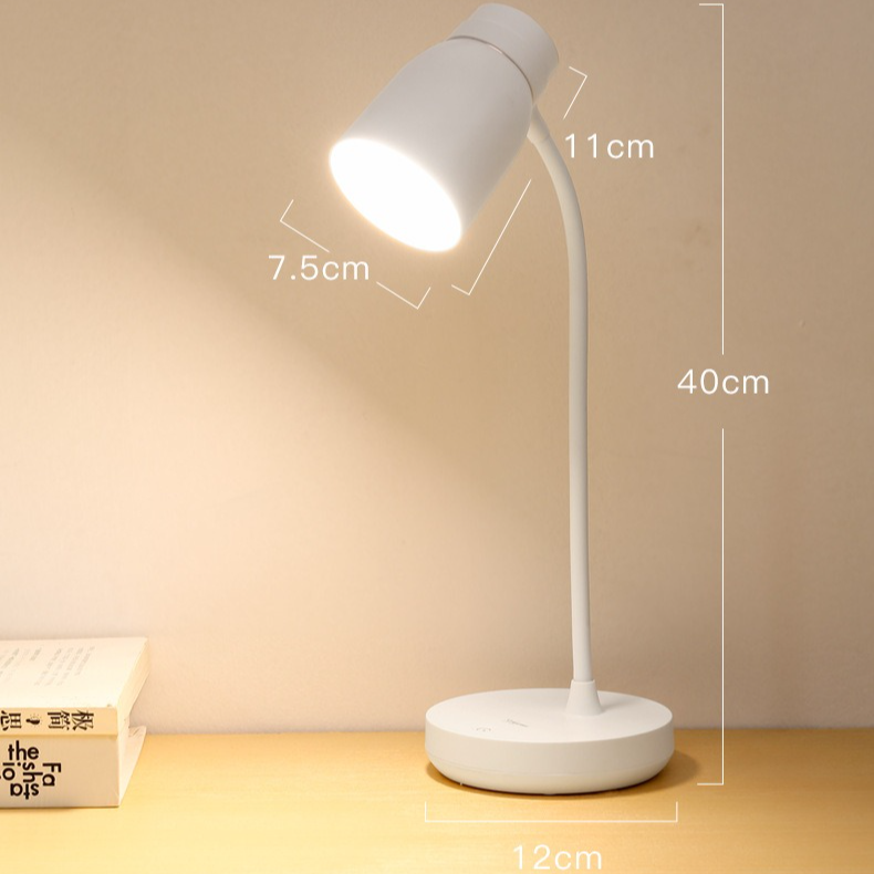 White Dimmable LED Night Light, Flicker-Free and Blue Light-Free, Cordless and Plug-in Dual-Purpose Desk Lamp