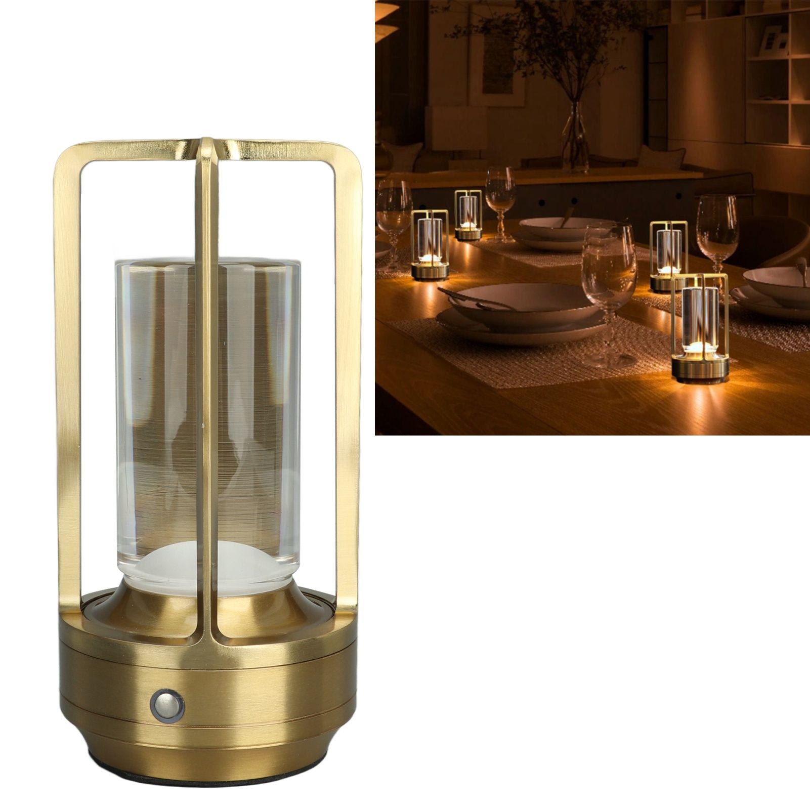 Cordless Table Lamp 3 Colors Stepless Dimming LED Table Lamp Rechargeable Touch Lamp Bedside Nightstand Lamp Gold
