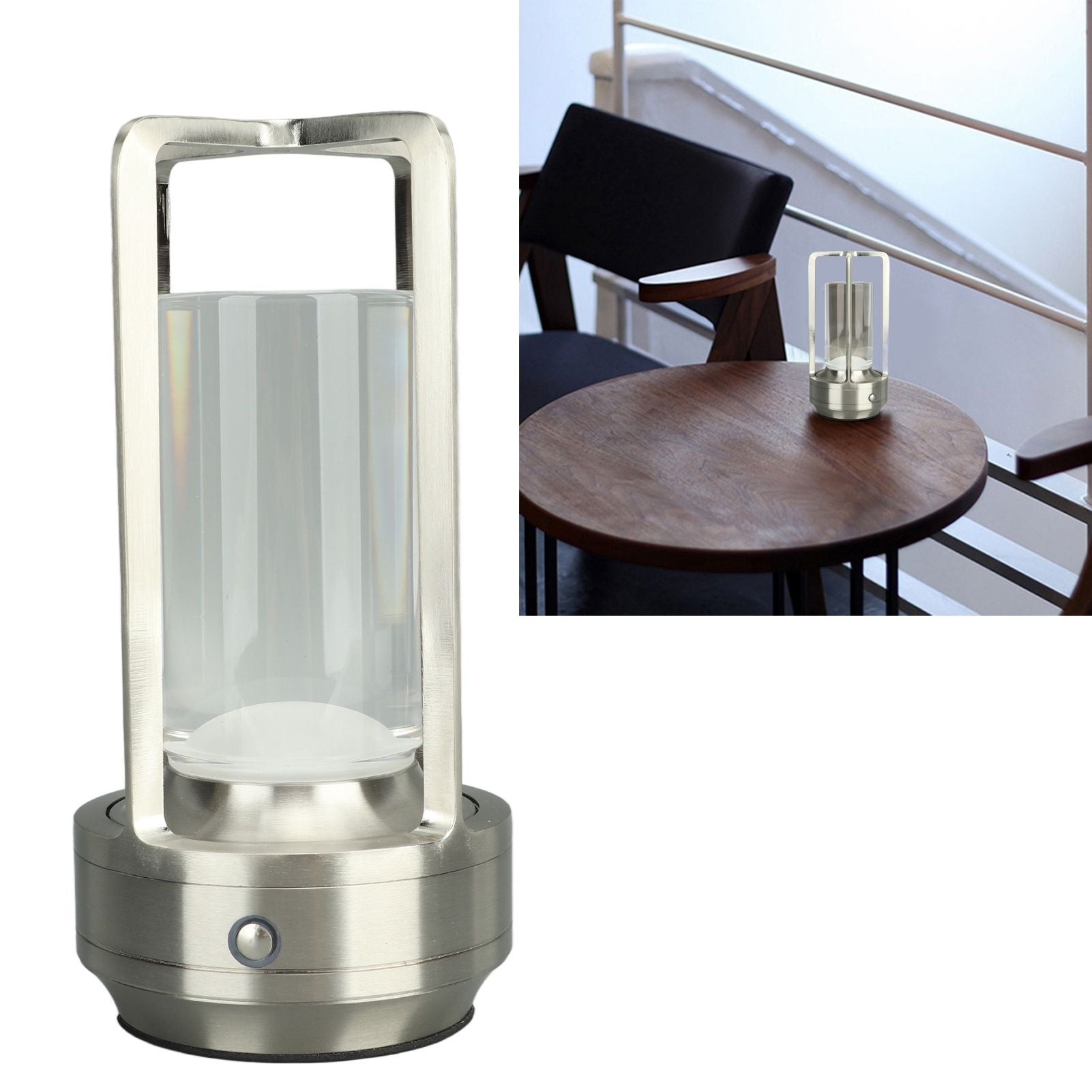 Cordless Table Lamp 3 Colors Stepless Dimming LED Table Lamp Rechargeable Touch Lamp Bedside Nightstand Lamp Silver