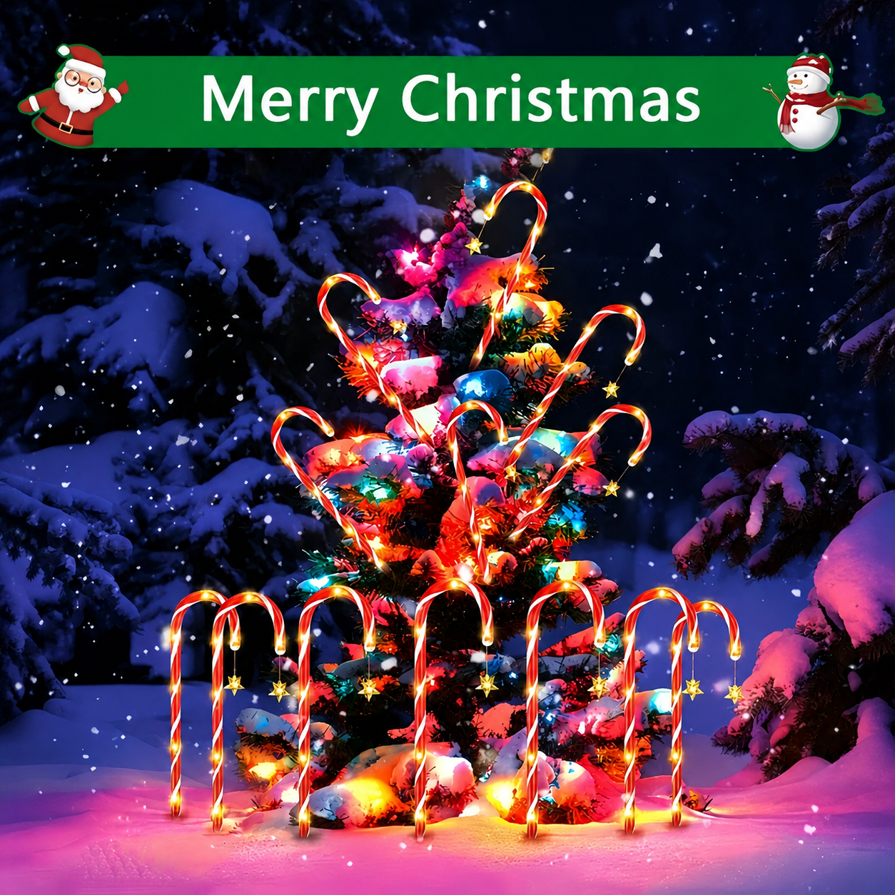 Solar Candy Cane Pathway Lights with Star Accents, 5-Pack Red & White Striped LED Stake Lights, Warm Glow for Christmas Yard, Garden and Holiday Party Display (3PCS)