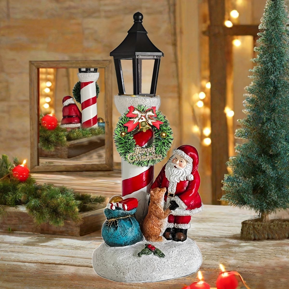 Christmas Lanterns Christmas Night Lights Holiday Decor Santa Night Lights - White - Size 2