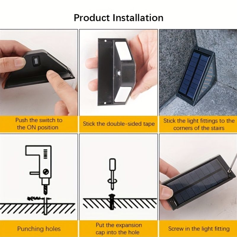 Black Solar-Powered Night Lights LED Night Lights 8-Pack Night Lights Garden Lighting