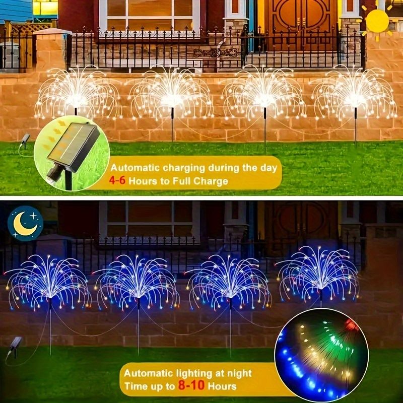 Black Firework-Style LED Lights Outdoor Lighting Garden Lights 6-Pack 480 Lights