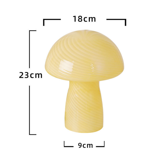 Stripe-Pure White Retro Swirl Glass Mushroom Table Lamp - LED Bedside Night Light