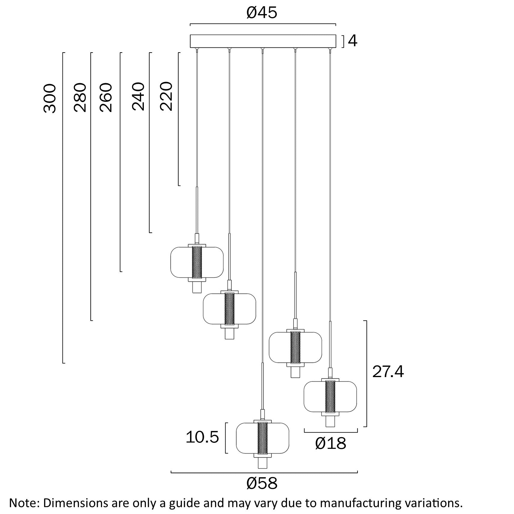 VOLEN 5 LIGHT PENDANT