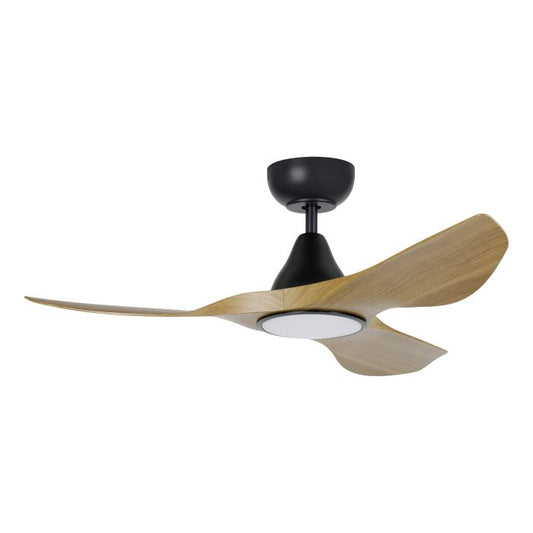 SURF 40 Oak and Black ceiling fan with LED light
