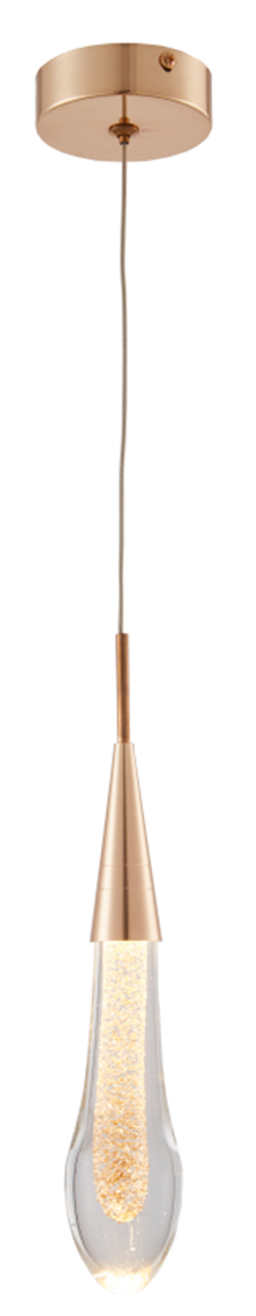 1 light led Gold teardrop Pendant