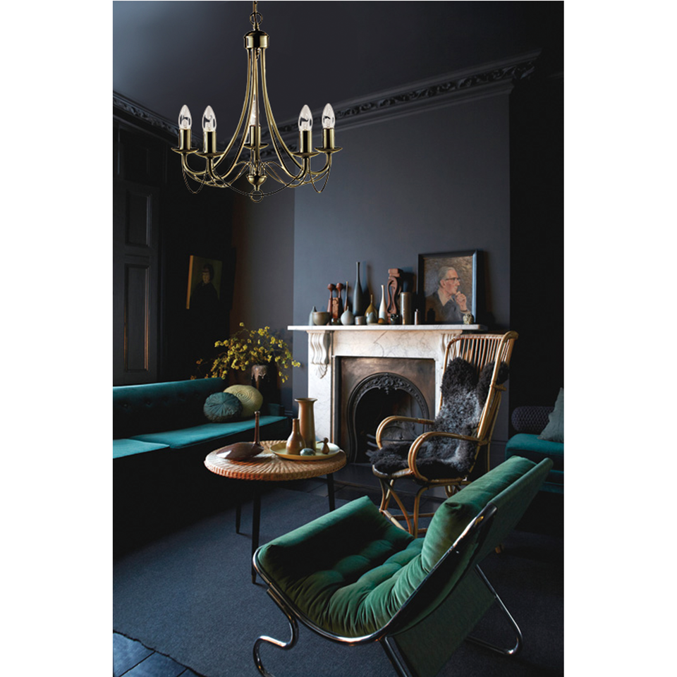 Zanzibar Chandelier 5 Light - Antique Brass - LL002CH015AB