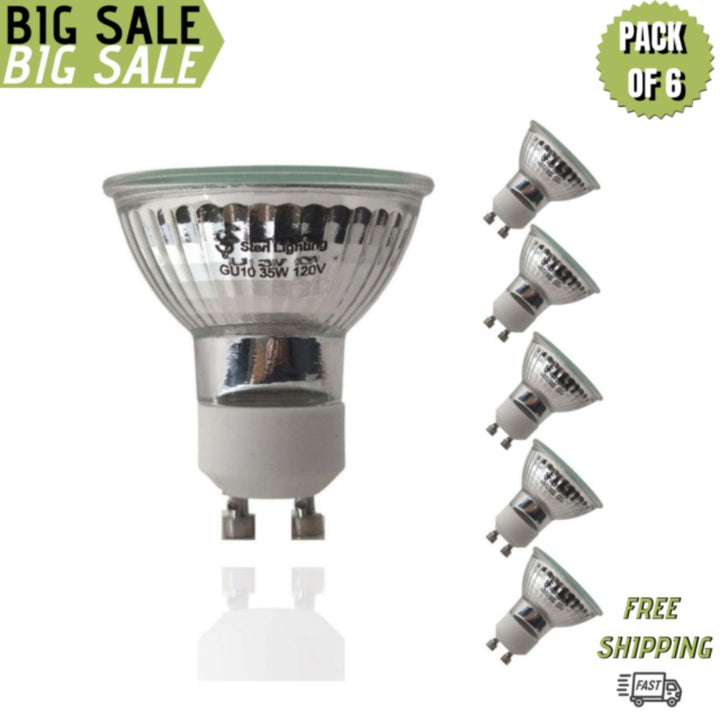 6 Pack of 42W Energy Saving GU10 Halogen Bulbs-GU10-Dropli