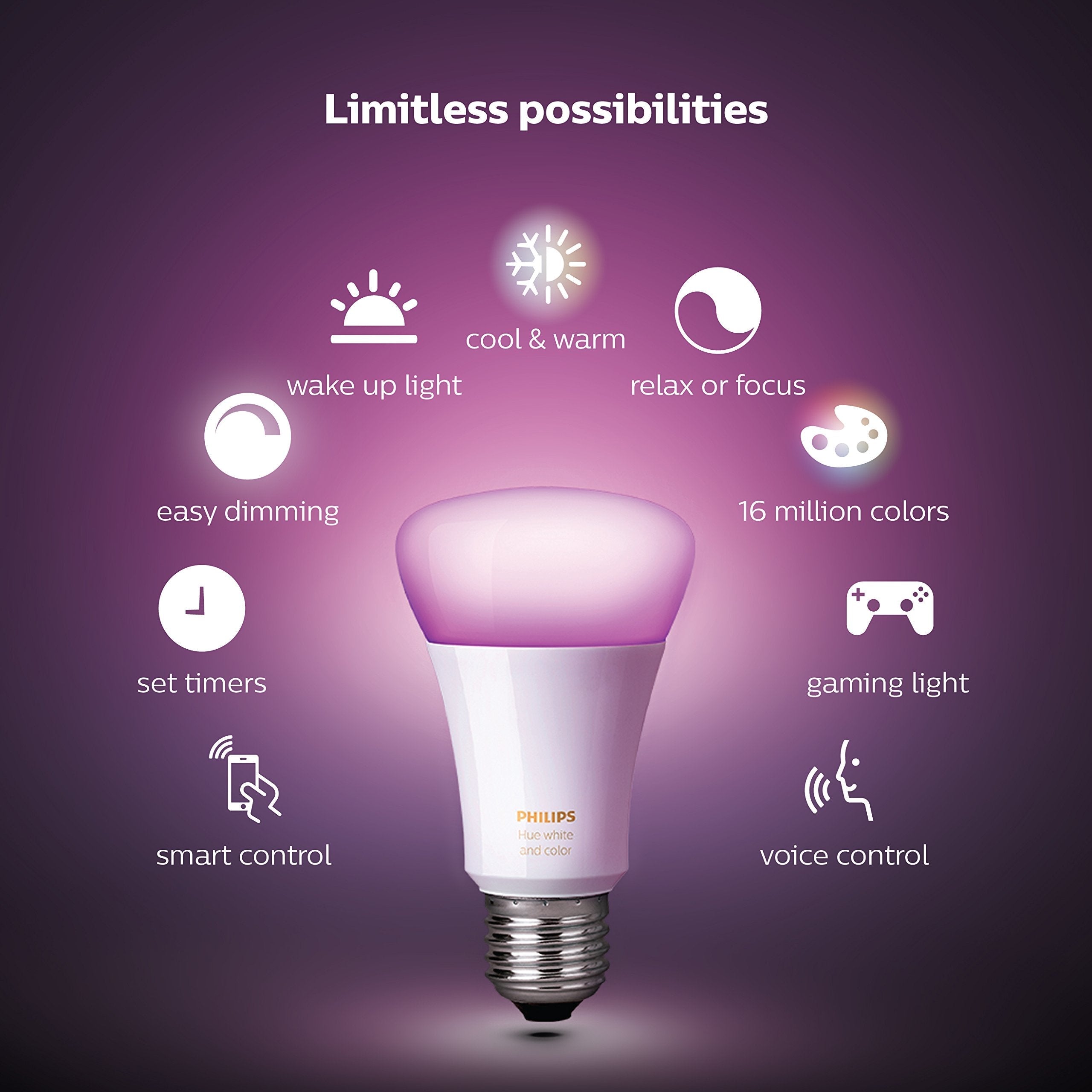Philips Hue Smart Bulb 11W A60 E27 White & Colour (Twin Pack)