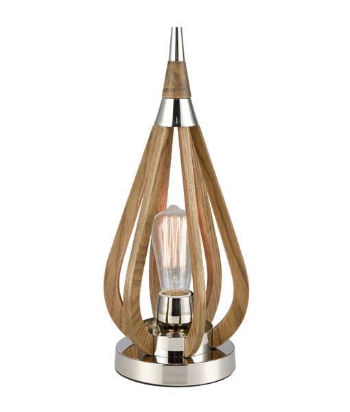 Bonito Table Lamp Polished Nickel and Taupe Wood