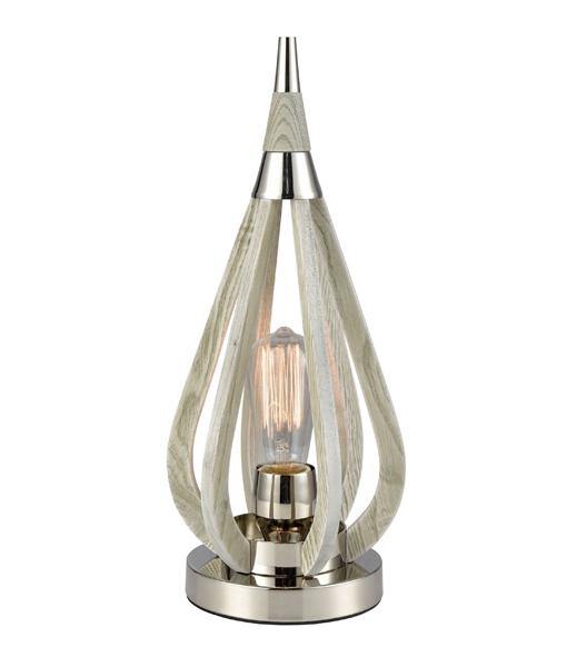 Bonito Table Lamp Polished Nickel and Moss Wood