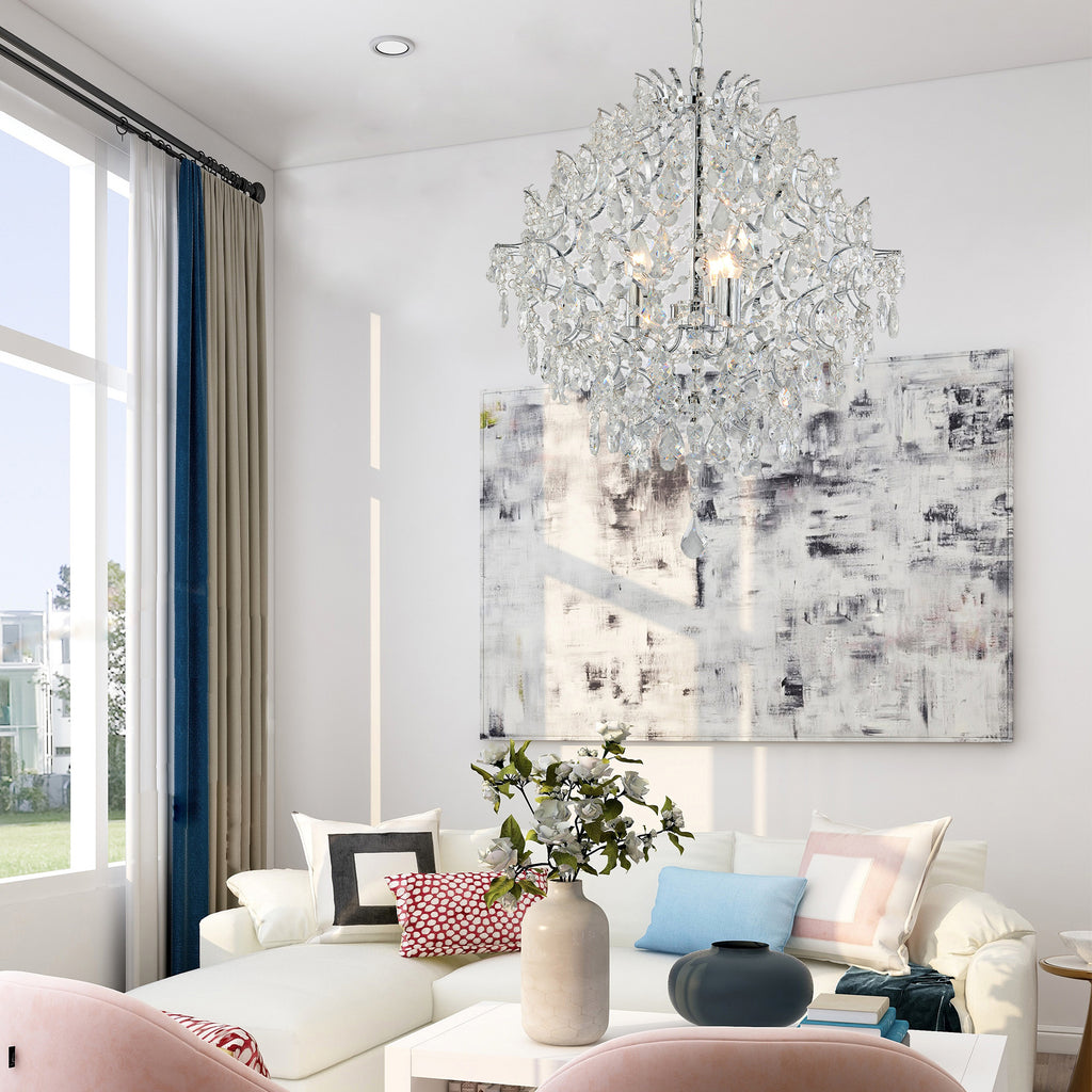 Baroque 5 Light Large Chandelier Chrome & Clear - LL002CH113L