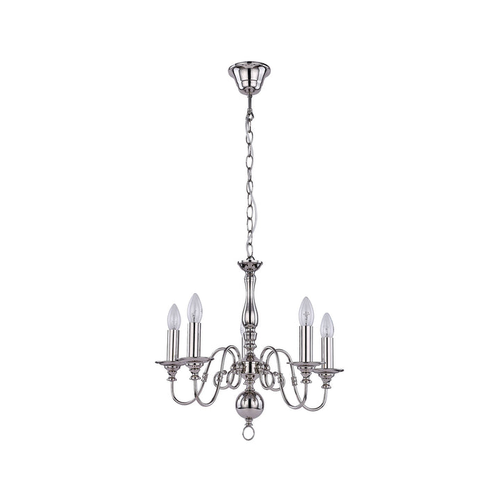 Ganeed Rustic 5 Light Small Chandelier Polished Nickel - LL002CH115S