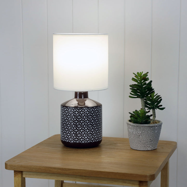 Celia Table Lamp Coffee With White Shade