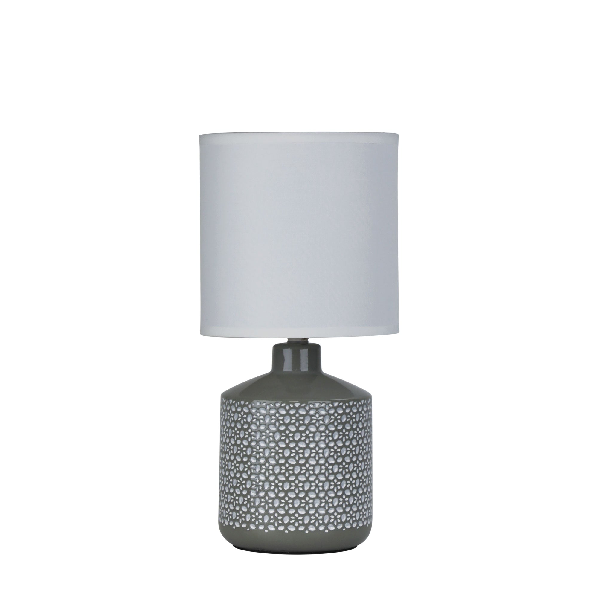 Celia Table Lamp Grey With White Shade