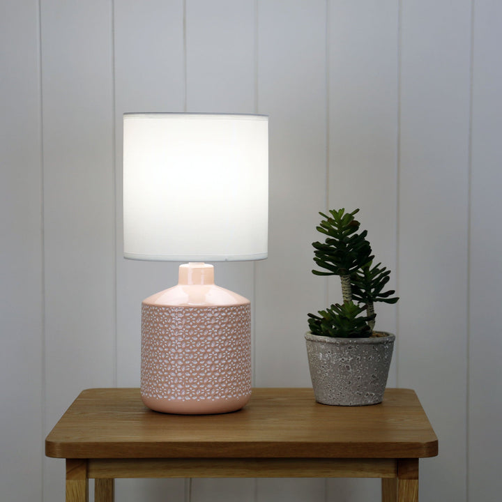Celia Table Lamp Pink With White Shade