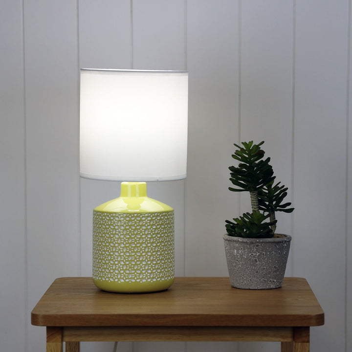 Celia Table Lamp Yellow With White Shade