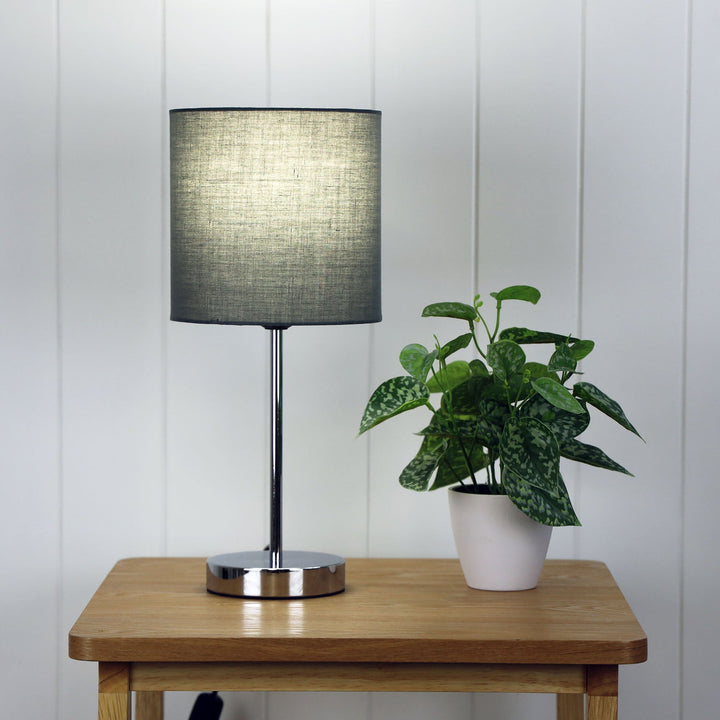 Zola Table Lamp Chrome and Grey Shade