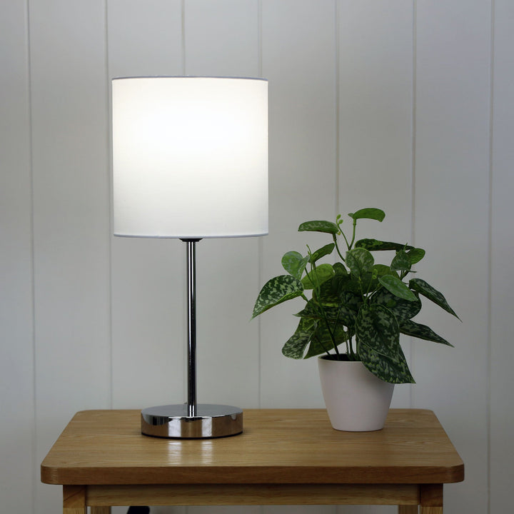 Zola Table Lamp Chrome and White Shade