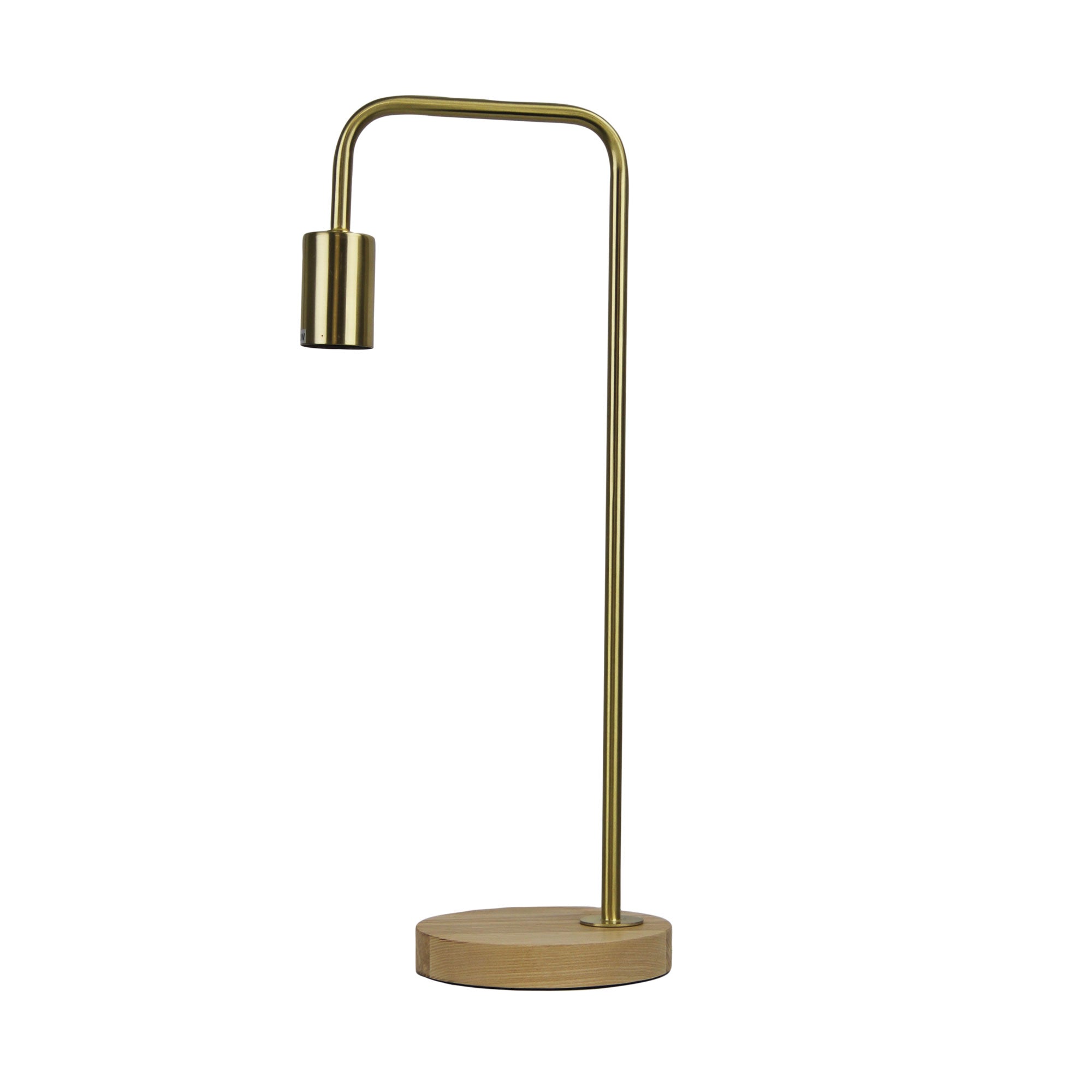 Lane Table Lamp Base Timber With Brushed Brass Arm