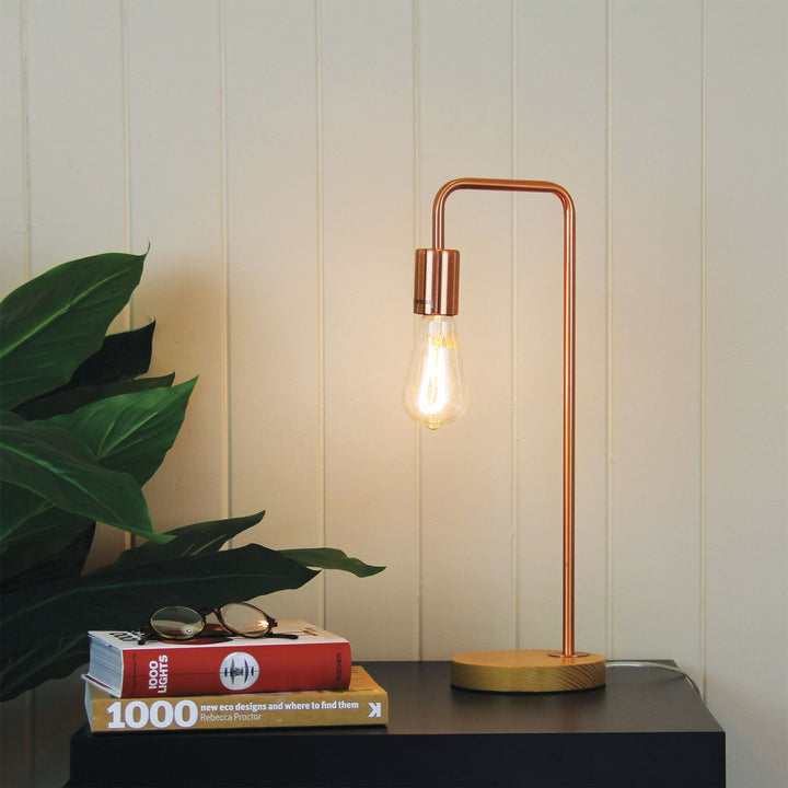 Lane Table Lamp Base Timber With Copper Arm