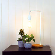 Lane Table Lamp Base Timber With White Arm photo 3