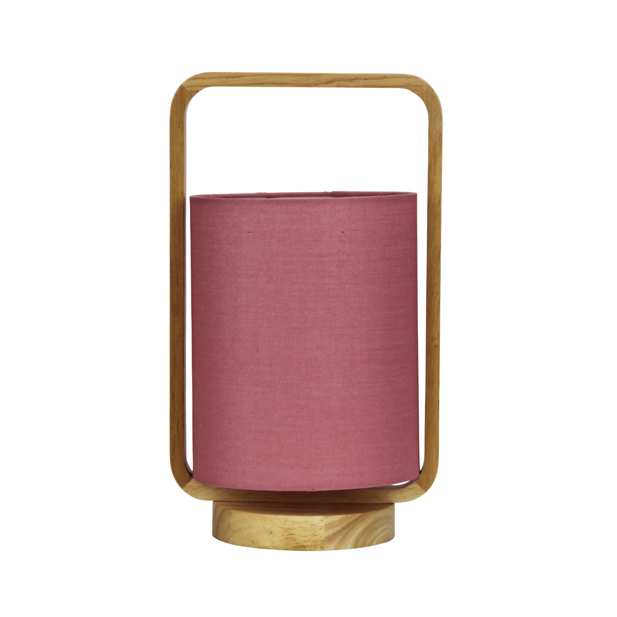 Lucia Table Lamp Wood and Blush Shade