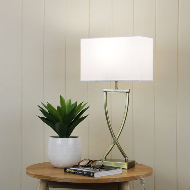 Chi Table Lamp Antique Brass Complete With Shade