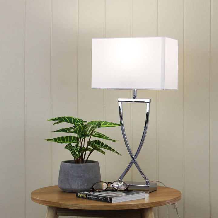 Chi Table Lamp Chrome Complete With Shade