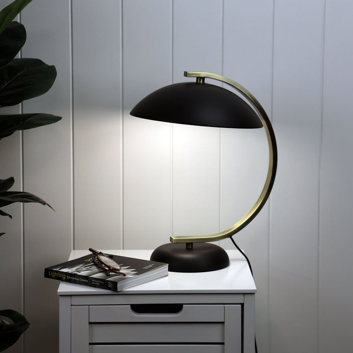 Deco Table Lamp Black and Antique Brass
