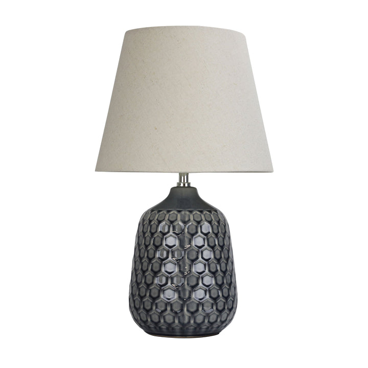 Daria complete grey ceramic table lamp with white shade