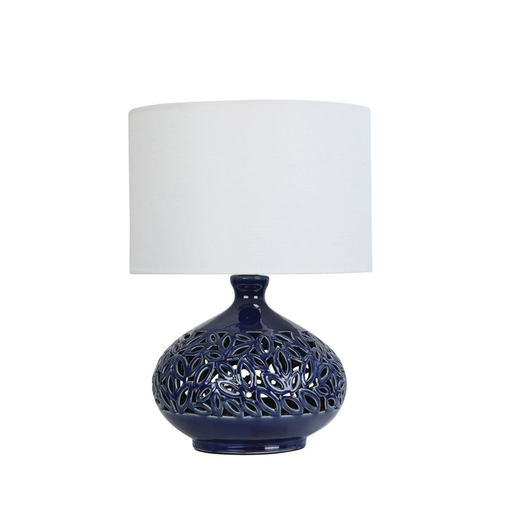 Douglas Blue Ceramic Table Lamp with White Shade