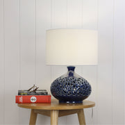 Douglas Blue Ceramic Table Lamp with White Shade photo 2