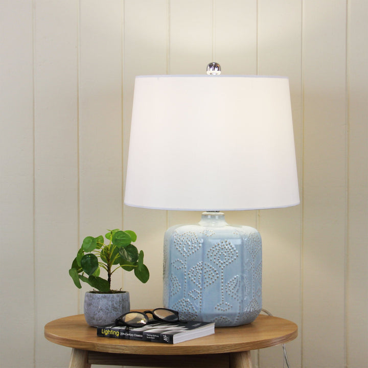 Bikki Blue Ceramic Complete Table Lamp With Harp