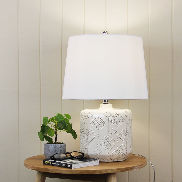 Bikki White Ceramic Complete Table Lamp With Harp