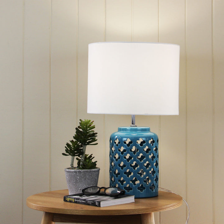 Casbah Teal Ceramic Complete Table Lamp