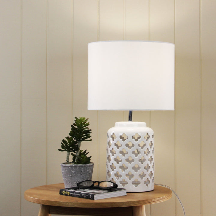 Casbah White Ceramic Complete Table Lamp