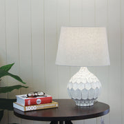 Medea Distressed White Complete Table Lamp photo 1