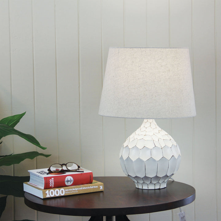 Medea Distressed White Complete Table Lamp