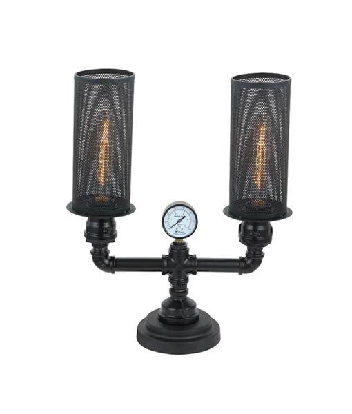 Veneto Table Lamp Double Black Iron and Mesh