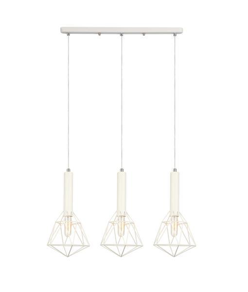 WHITEBAND White Iron Cage 3 Light Bar Pendant - WHITEBAND1X3