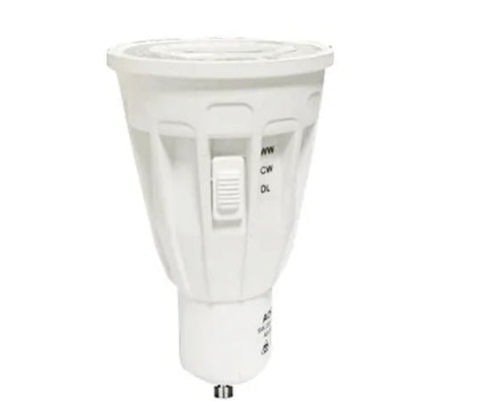 9W = 70W LED Tri-Colour Long Body GU10 Globe