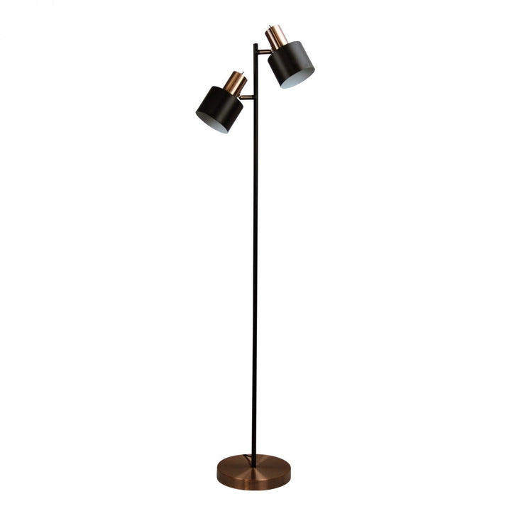 Ari 2 Light Floor Lamp Black With Copper Head - SL98787/2CO-Floor Lamps-Oriel Lighting