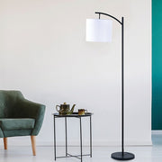 Modern Black Floor Lamp with White Shade & Foot Switch photo 2