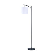 Modern Black Floor Lamp with White Shade & Foot Switch photo 1