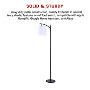 Modern Black Floor Lamp with White Shade & Foot Switch photo 5